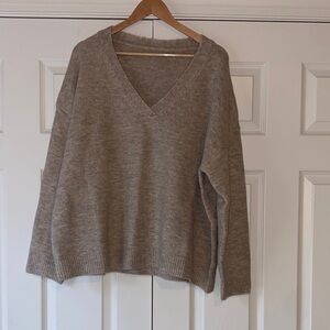 Oatmeal V-Neck Women's Sweater